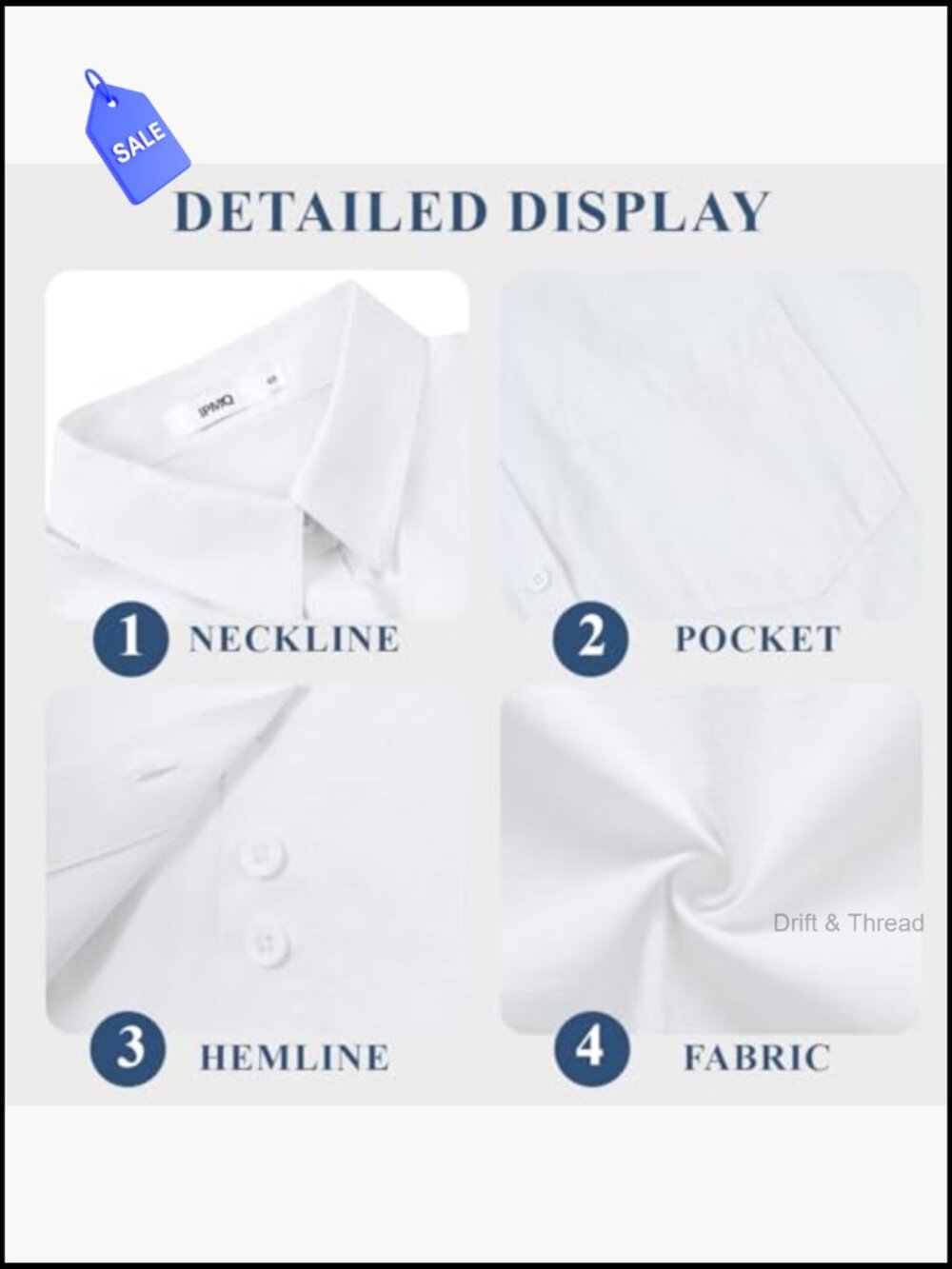 Short Sleeve Oversized Cotton Button Down Shirt with Pocket - Picture 4 of 6